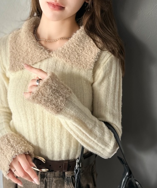 mily bilet ニット セーター 「mily bilet」可愛さ、ふわり2倍増し配色