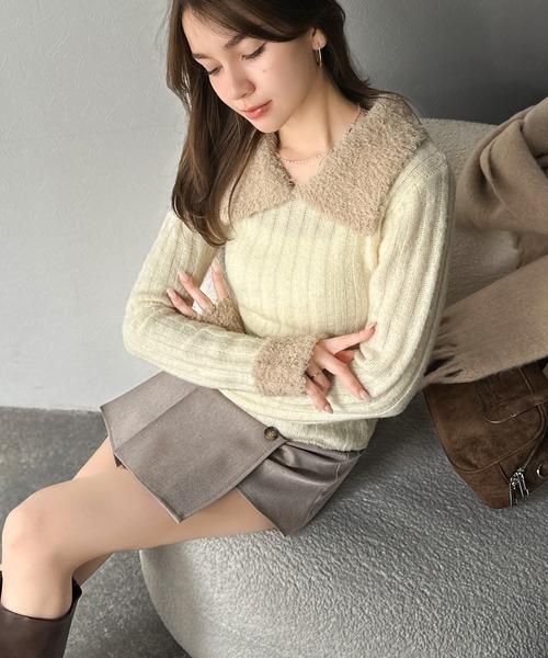 mily bilet ニット セーター 「mily bilet」可愛さ、ふわり2倍増し配色