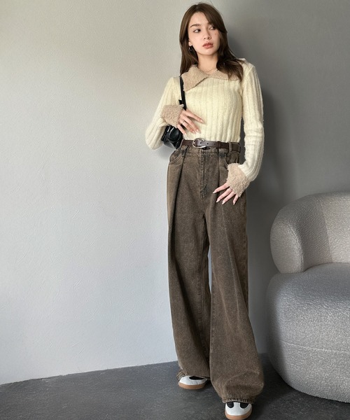 mily bilet ニット セーター 「mily bilet」可愛さ、ふわり2倍増し配色