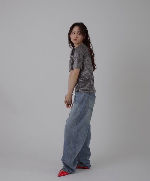 MUHET（ミュエータ） カーディガン sheer mesh velour cardigan