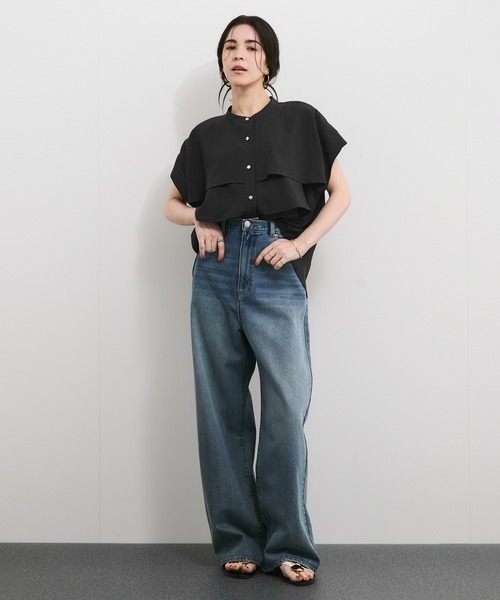 ブラウス シャツ 「セットアップ対応」タンブラーブッチャータックフリルブラウス レディース LE CERCLE par rope' ブラウス シャツ 「セットアップ対応