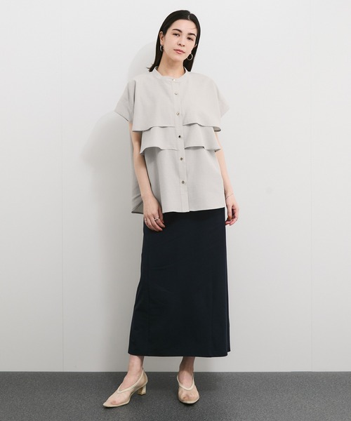 ブラウス シャツ 「セットアップ対応」タンブラーブッチャータックフリルブラウス レディース LE CERCLE par rope' ブラウス シャツ 「セットアップ対応