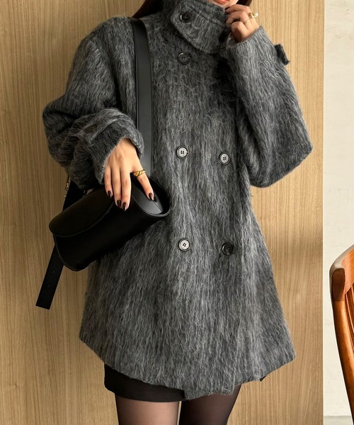 専用JJ314CGLソ付★12.5号→9号ダウン 最長発送期日12/23 JUNOAH（ジュノア） ステンカラーコート X-LARGE ダークグレー