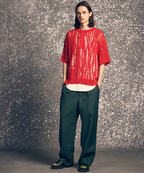 MAISON SPECIAL（メゾンスペシャル） 半袖ニット 2 ブラック メンズ