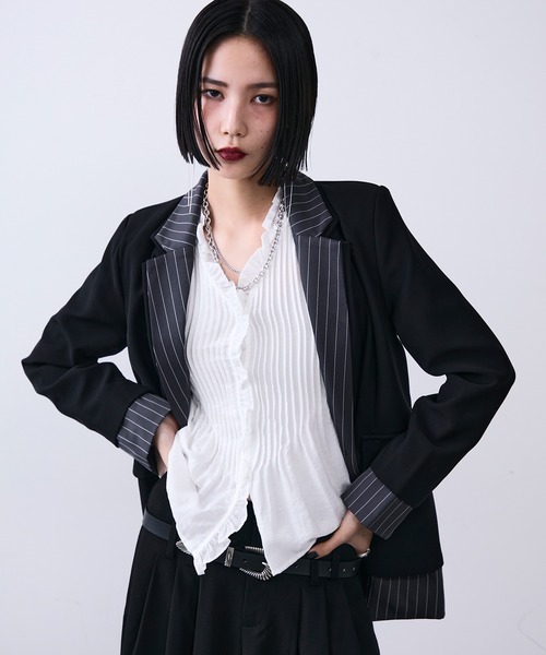 レオンCHANEL テーラードジャケット ストライプ 40 レオン様専用CHANEL テーラードジャケット ストライプ 40