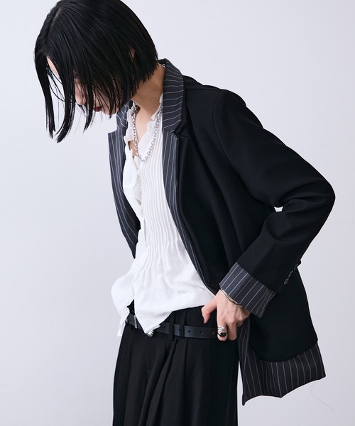 MONOe ジャケット テーラードジャケット ストライプレイヤード