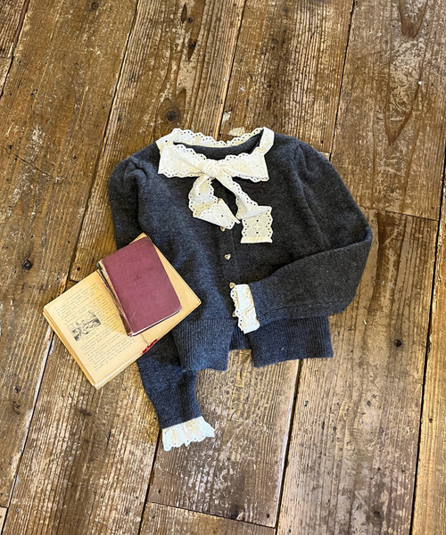 MORE self LOVE ニット セーター レースリボンカーディガン レディース