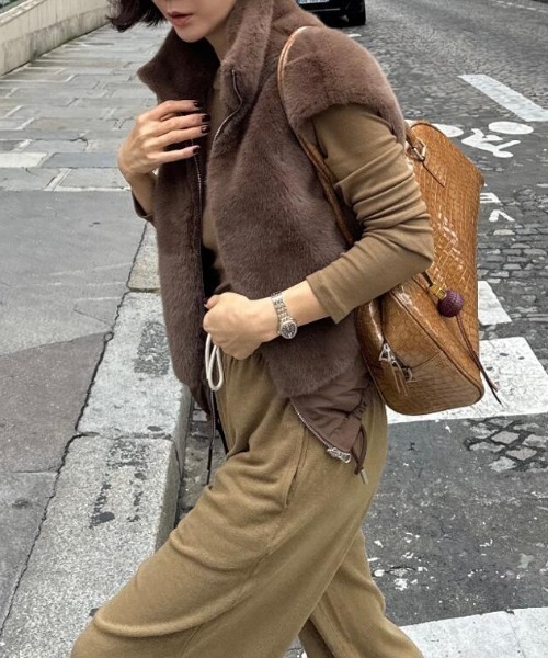 ダウンベスト ベスト ファーベスト ジップアップデザイン レディース