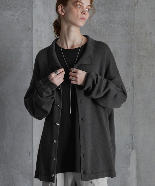 SERACE カーディガン 「SERACE」Silver button knit shirt cardigan
