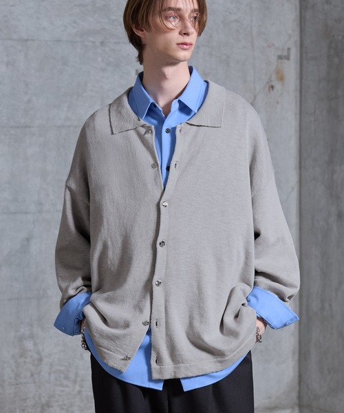 SERACE カーディガン 「SERACE」Silver button knit shirt cardigan
