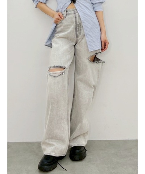 EVRIS（エヴリス） ワイドパンツ ジーンズ デニム デニムパンツ カット