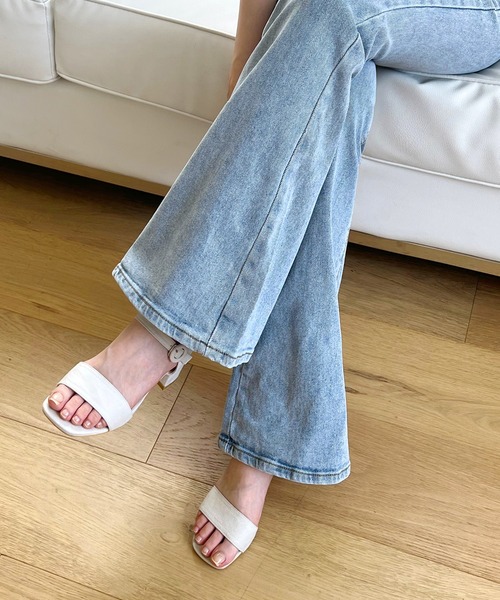 「by muni:r」 フラットサンダル 22.5cm グリーン レディース_画像5