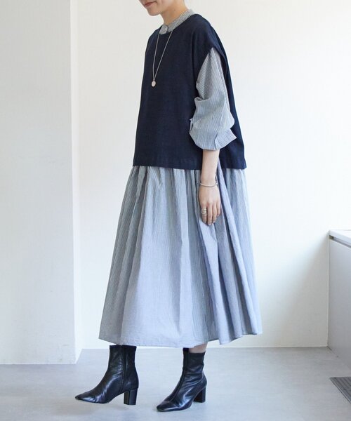 BEARDSLEY（ビアズリー） ワンピース 先染めギャザーワンピース