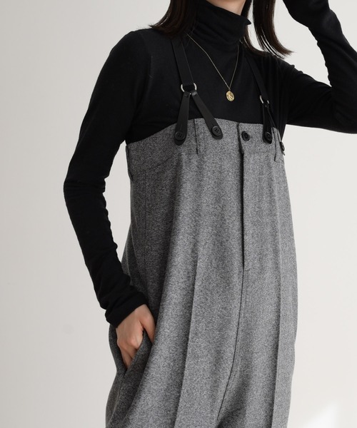 「CANAL JEAN」 「red chop works」オーバーオール 38 ブラック レディースの画像