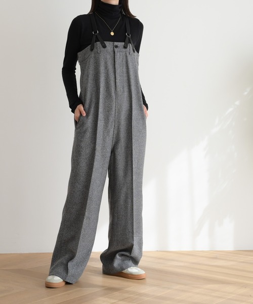 「CANAL JEAN」 「red chop works」オーバーオール 38 ブラック レディースの画像
