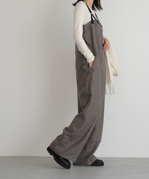 「CANAL JEAN」 「red chop works」オーバーオール 38 ブラック レディースの画像