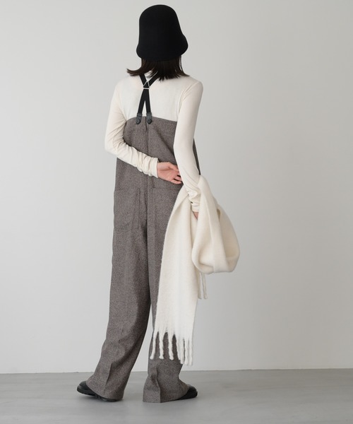 「CANAL JEAN」 「red chop works」オーバーオール 38 ブラック レディースの画像