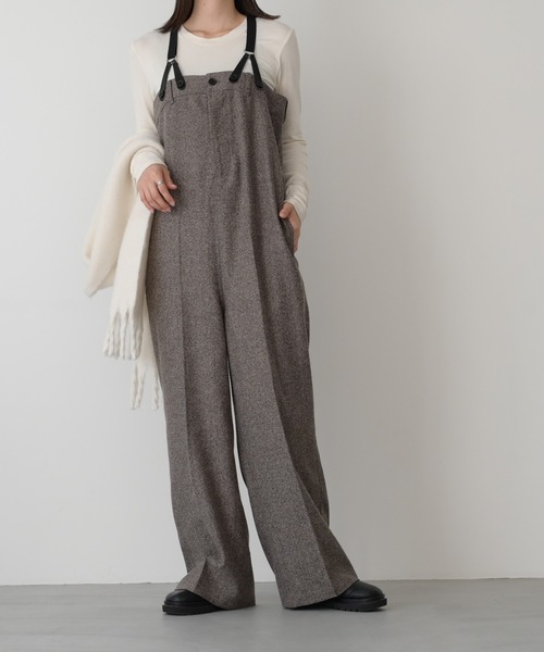 「CANAL JEAN」 「red chop works」オーバーオール 38 ブラック レディースの画像