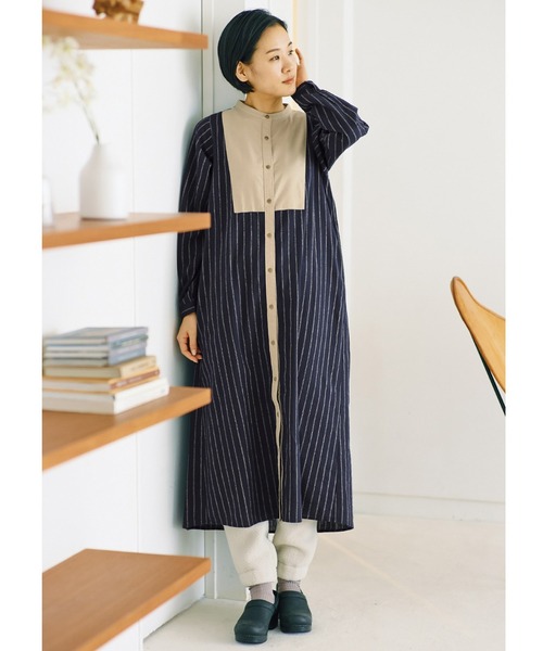 「Sunny clouds」 長袖ワンピース X-LARGE ブルー系その他 レディース_画像4