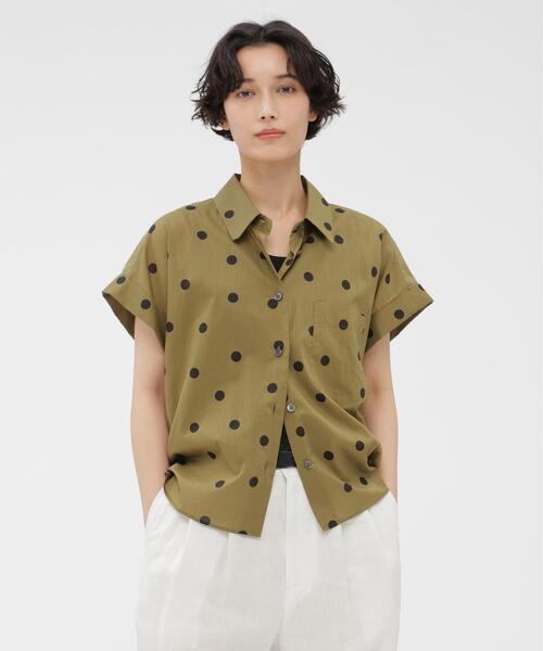 2018 マーガレットハウエル コットンポプリン 大襟 シャツ ブラウス 美品 MARGARET HOWELL（マーガレットハウエル） ブラウス シャツ POLKA DOT