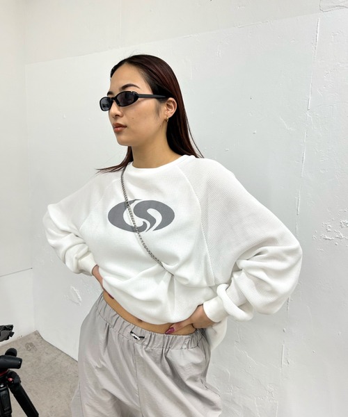 「WHO'S WHO gallery」 長袖カットソー FREE チャコールグレー レディース_画像2