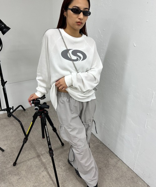 「WHO'S WHO gallery」 長袖カットソー FREE チャコールグレー レディース_画像3