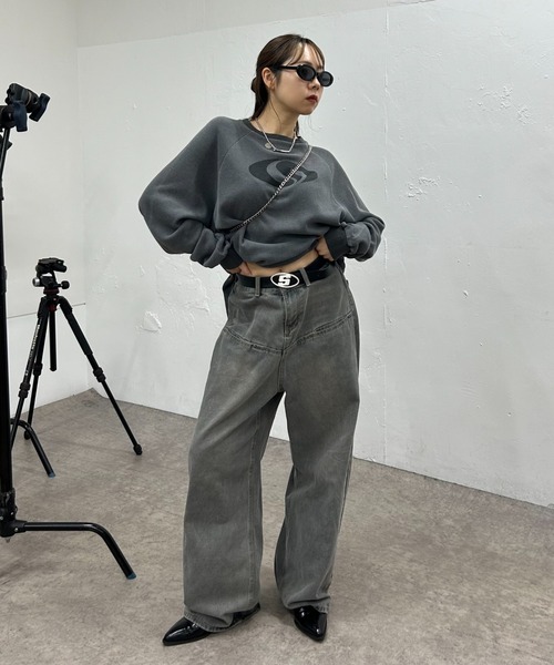 「WHO'S WHO gallery」 長袖カットソー FREE チャコールグレー レディース_画像9