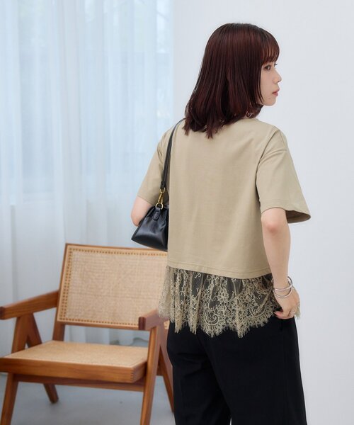 tシャツ 半袖 「WEB限定」ヒゲレースドッキング半袖Tシャツ レディース | Discoat | 16