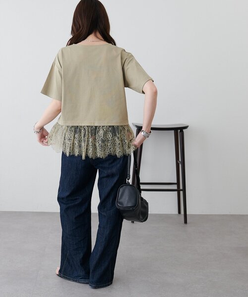 tシャツ 半袖 「WEB限定」ヒゲレースドッキング半袖Tシャツ レディース | Discoat | 04