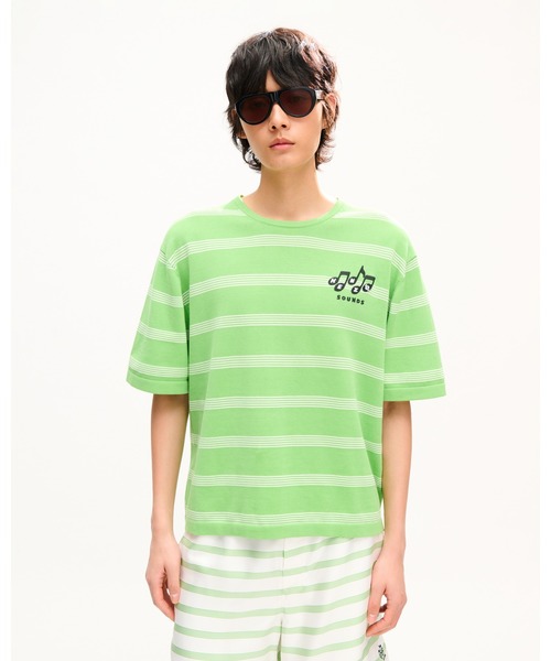 'KENZO Sounds' エンブロイダリー マリニエール Tシャツ イン ライト コットン メンズの画像