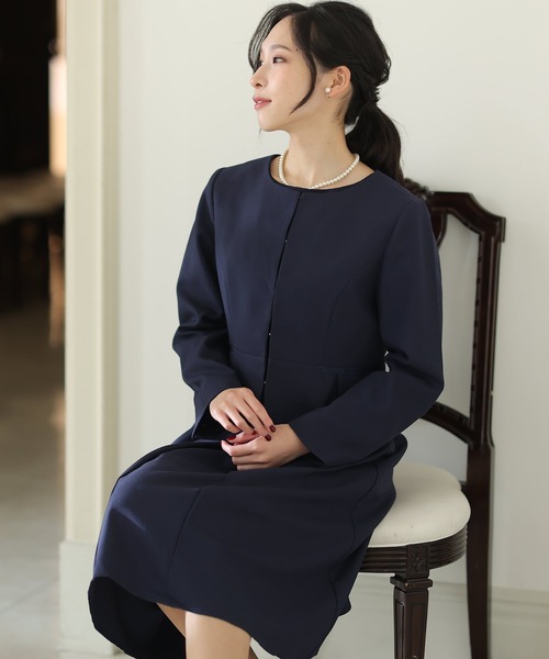 「PourVous」 ノーカラージャケット M グレー レディース_画像7