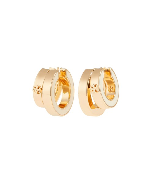TORY BURCH ロゴ フープピアス ゴールドカラー TORY BURCH（トリーバーチ） フープ ピアス アイコン エナメル ダブル