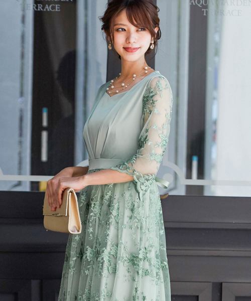 niana leja フローラルレースシースルーマキシドレス niana オケージョンドレス