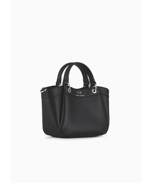 ペンペン　リボン 2way ハンドバッグ オールレザー ブラック　黒 ARMANI EXCHANGE ハンドバッグ 「A|X アルマーニ エクスチェンジ」A|X