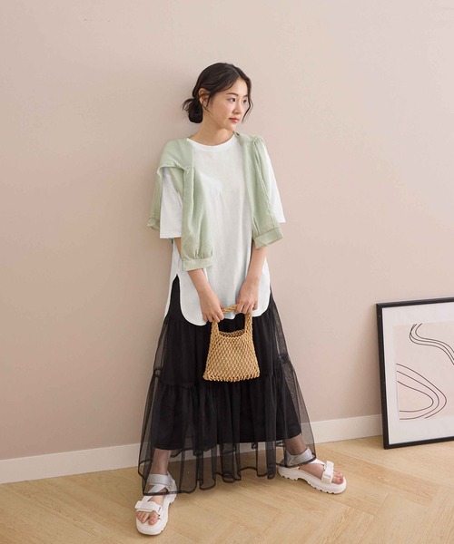 セール】 ロング ラウンドヘム Tシャツ （カットソー）｜J