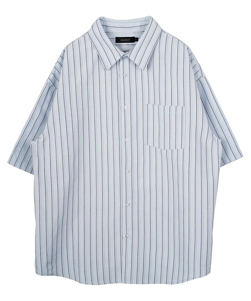 半袖ストライプシャツ メンズ 薄手素材 リラックスシルエット JIGGYS SHOP シャツ イージーケアリラックスシルエット