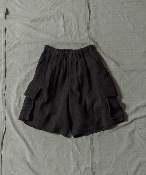 LIDnM カーゴパンツ LINEN WOOL FATIGUE SHORTS メンズ