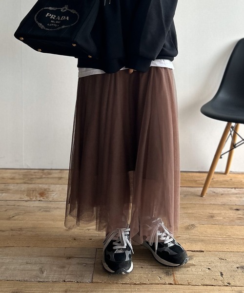 Kotoe スカート ボリュームチュールスカート ロング丈 シアー