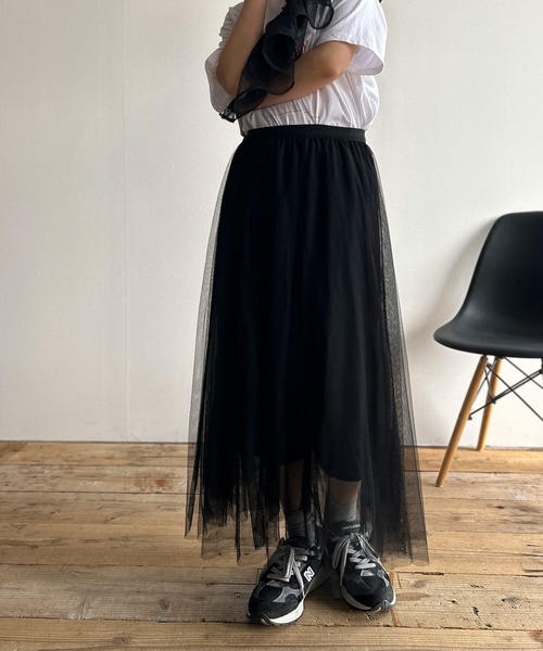 Kotoe スカート ボリュームチュールスカート ロング丈 シアー
