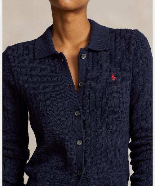 現行新品タグ付き✨ポロラルフローレン襟付きケーブルニットカーディガンブラック POLO RALPH LAUREN（ポロ・ラルフローレン） ラルフローレン ニット