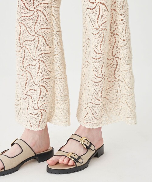 MACPHEE パンツ トライアングルクロシェ セミフレアパンツ