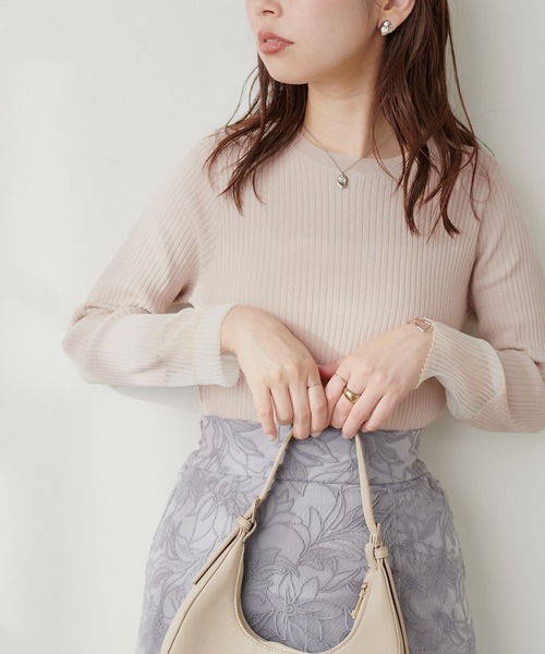 ANNA MOLINARI COUTURE リブ リボン ニット D パルクロ限定 /【mizumami】リボンチャーム袖ニット | natural