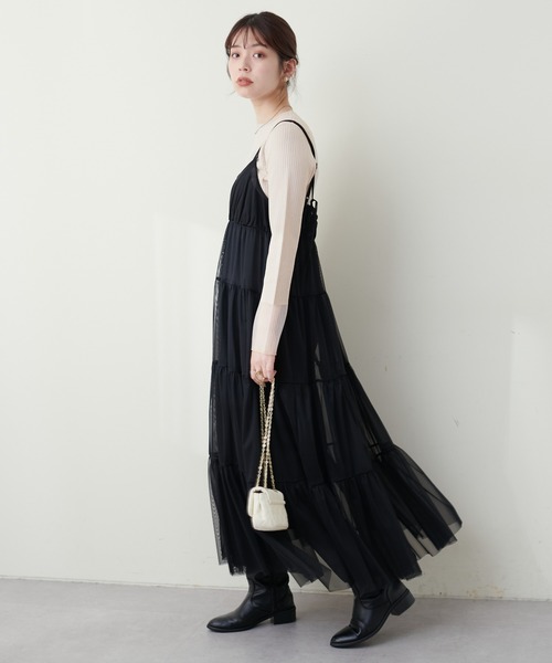 ニット セーター Ｕネックシアーリブニット レディース natural couture ニット 袖口シアーリブニット レディース
