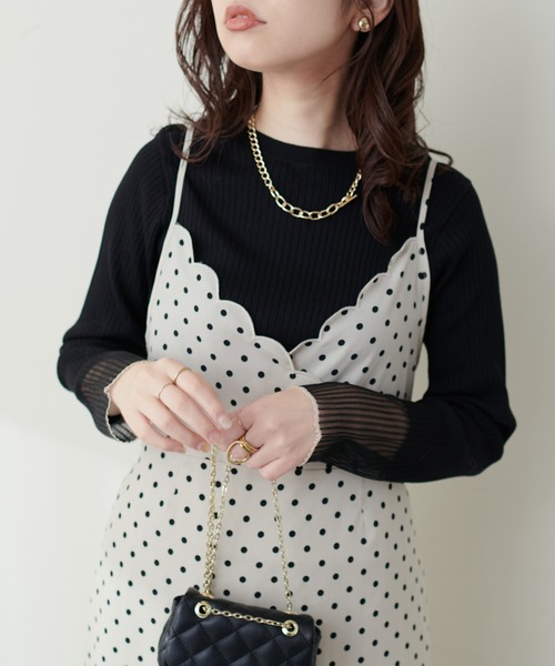 natural couture ニット 袖口シアーリブニット レディース