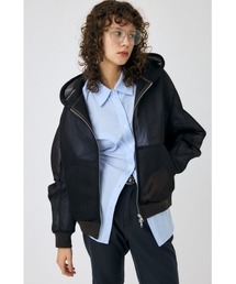 MOUSSY コート アウター SHEER CARDBOARD ZIP UP フーディ