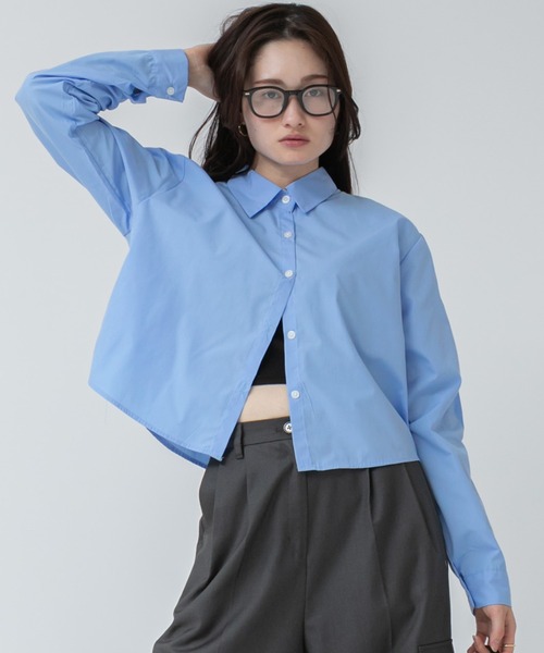 HEILIS ブラウス シャツ クロップド丈ロングスリーブシャツ