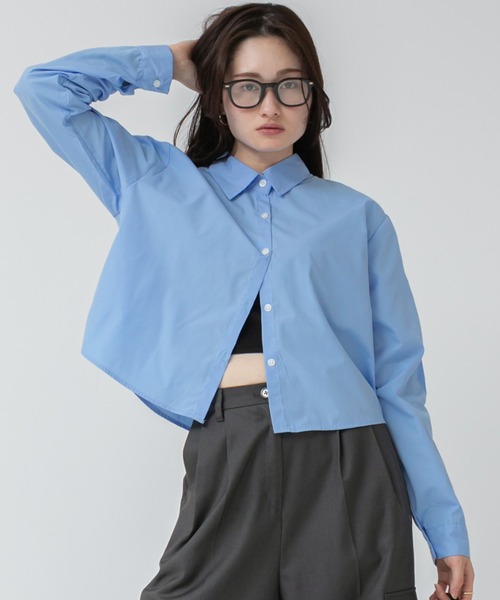 HEILIS（ヘイリス） ブラウス シャツ クロップド丈ロングスリーブ