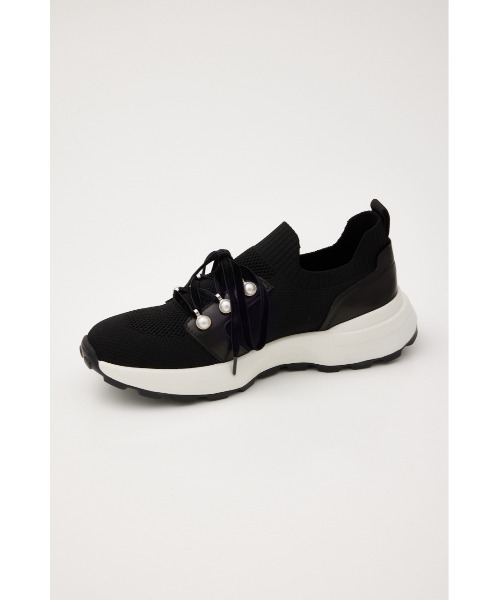 未使用STACCATO パールリボンニットスリッポン 24.5 STACCATO スリッポン パールリボンニットスリッポン レディース