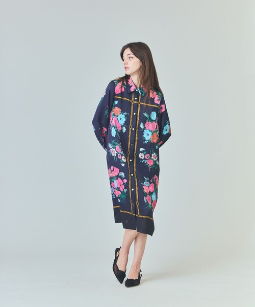 GRACE CLASS ワンピース ボタニカルスカーフプリントワンピース