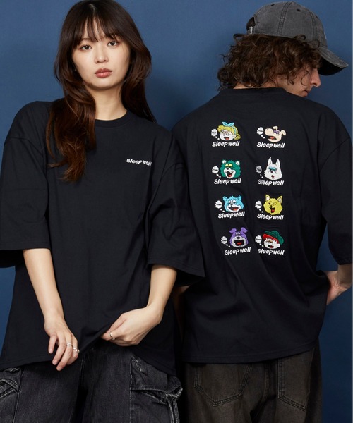 NOUNLESS オーバー Tシャツ unrelaxing tシャツ オーバーサイズ 刺繍 Tシャツ 綿100
